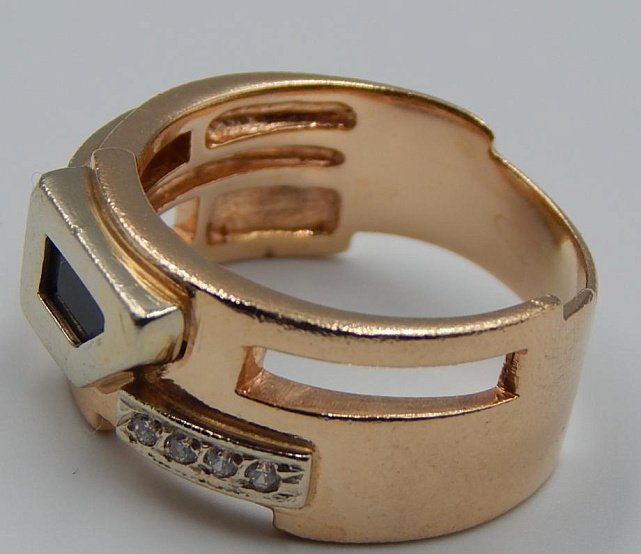 Перстень из красного и белого золота с цирконием (32489716) 2