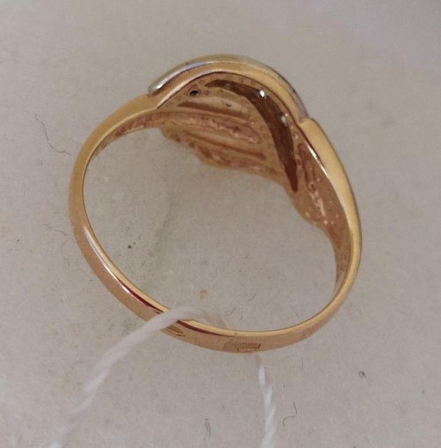 Кольцо из красного и белого золота с цирконием (29178976) 1
