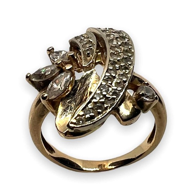 Кольцо из красного и белого золота с цирконием (28833290) 0