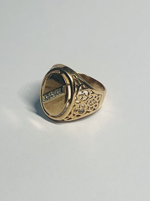 Перстень из красного и белого золота с цирконием (33251569) 6