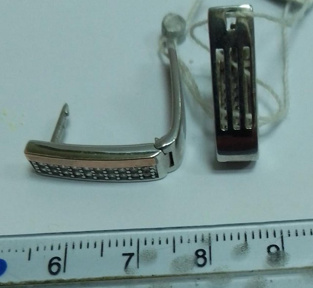 Серебряные серьги с позолотой и цирконием (30312414) 1