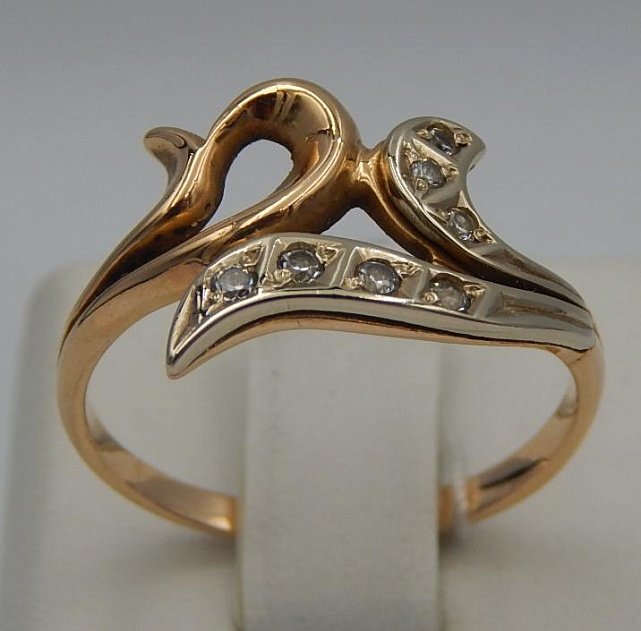 Кольцо из красного и белого золота с цирконием (31894676) 0