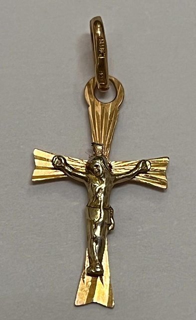 Підвіс-хрест з червоного та білого золота (32440136) 0