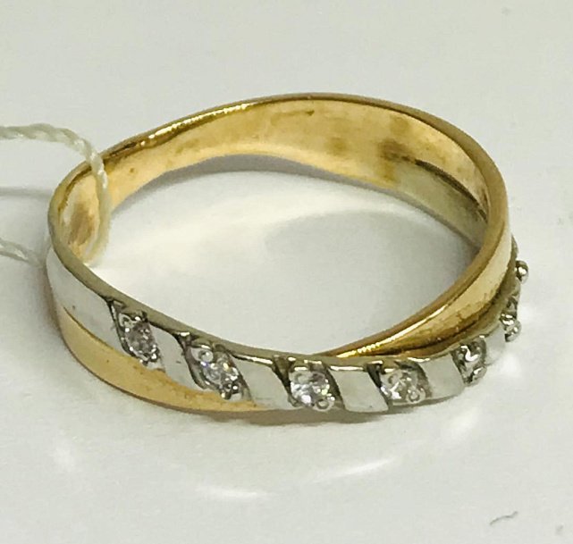 Кольцо из красного и белого золота с цирконием (29782601) 3