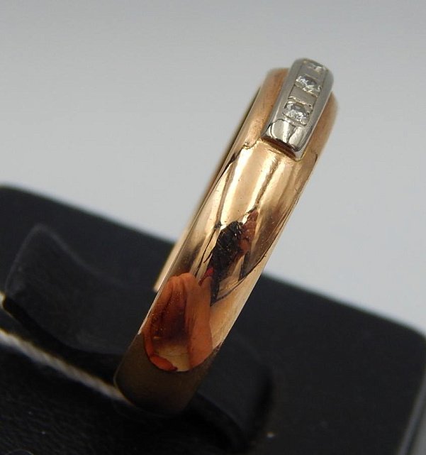 Кольцо из красного и белого золота с бриллиантом (-ми) (29720079) 3