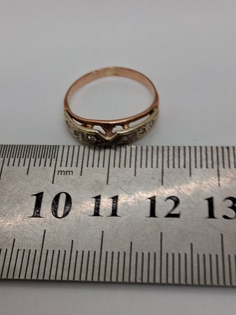 Кольцо из красного и белого золота с цирконием (32319927) 7