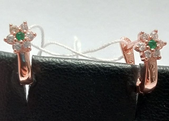 Серебряные серьги с позолотой и цирконием (30512850) 0