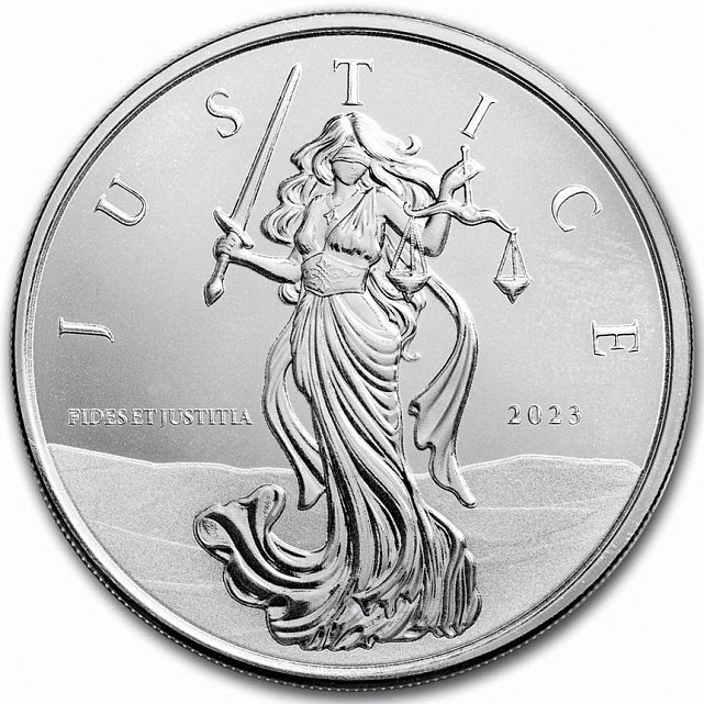 Серебряная монета 1oz Юстиция 1 фунт 2023 Гибралтар (32567104) 0