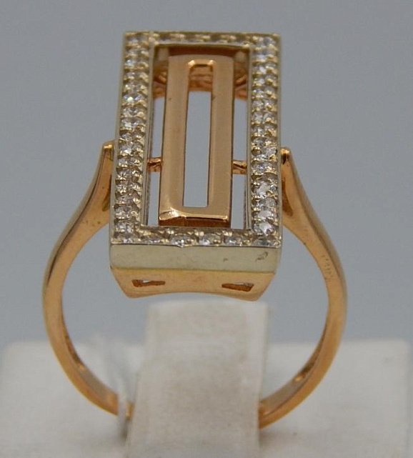 Кольцо из желтого и белого золота с цирконием (29063835)  1