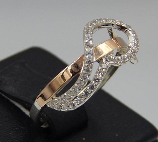 Серебряное кольцо с позолотой и цирконием (31968473) 2