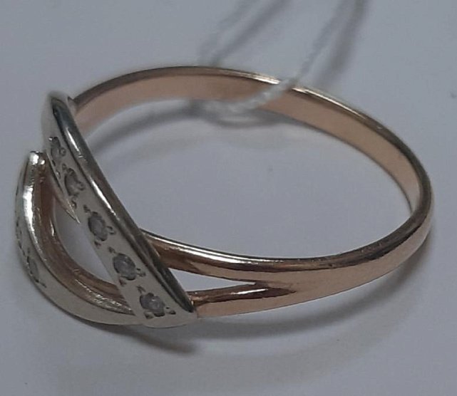 Кольцо из красного и белого золота с цирконием (30220578) 6