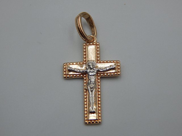 Підвіс-хрест з червоного та білого золота (33931156) 2