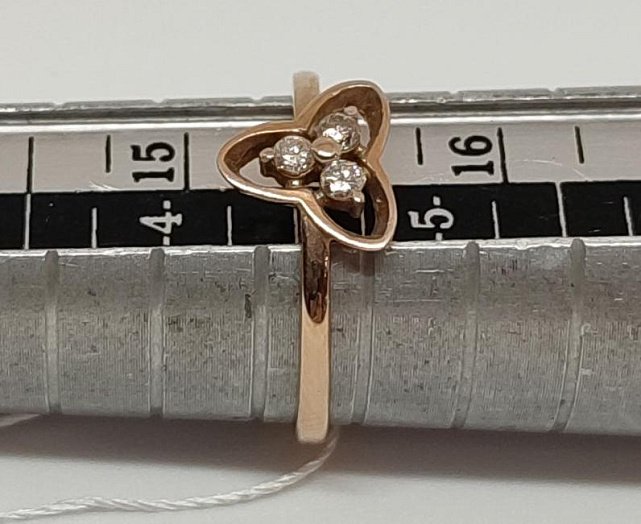 Кольцо из красного золота с бриллиантом (-ми) (27417059) 3