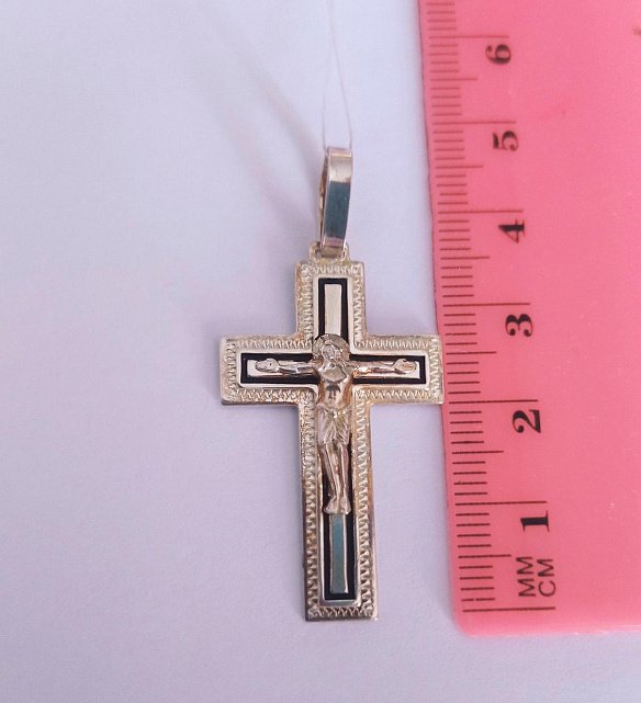 Срібний підвіс-хрест з емаллю (32769052) 1