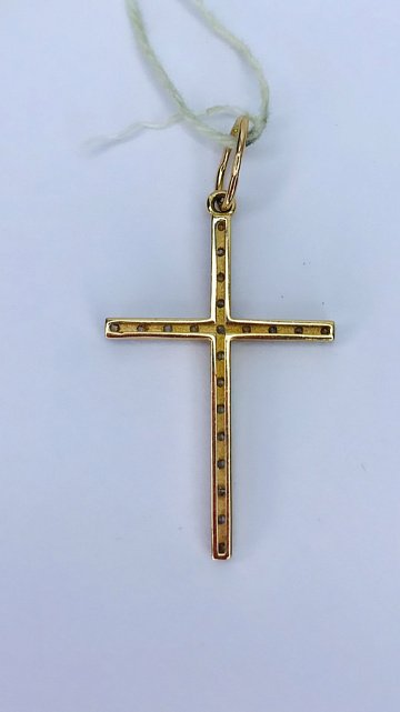 Подвес-крест из красного и белого золота с цирконием (31532237) 1