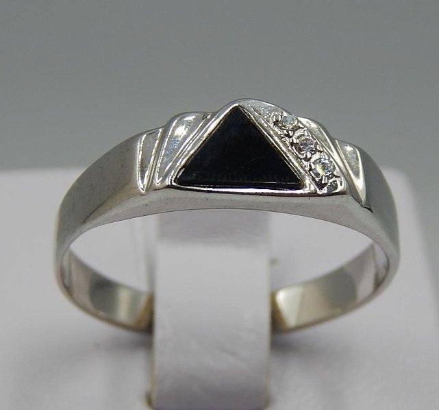 Серебряный перстень с эмалью и цирконием (30843691) 0