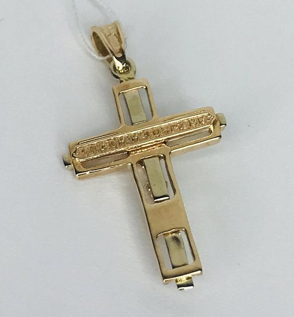 Підвіс-хрест з червоного та білого золота (33672437) 1