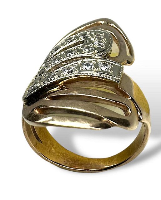Кольцо из красного и белого золота с цирконием (32854898) 1
