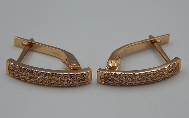 Сережки з червоного золота з цирконієм (33008919) 4