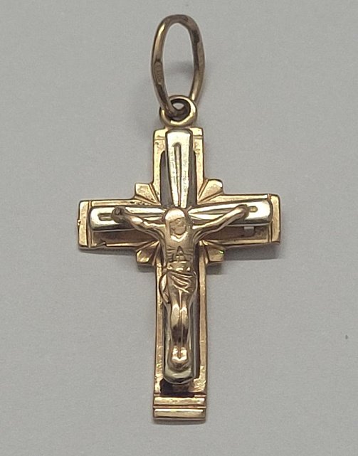 Підвіс-хрест з червоного та білого золота (33113917) 0