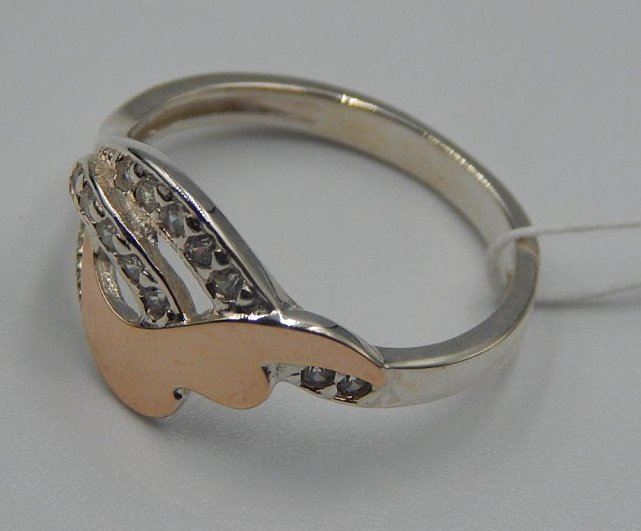 Серебряное кольцо с позолотой и цирконием (31761653) 2