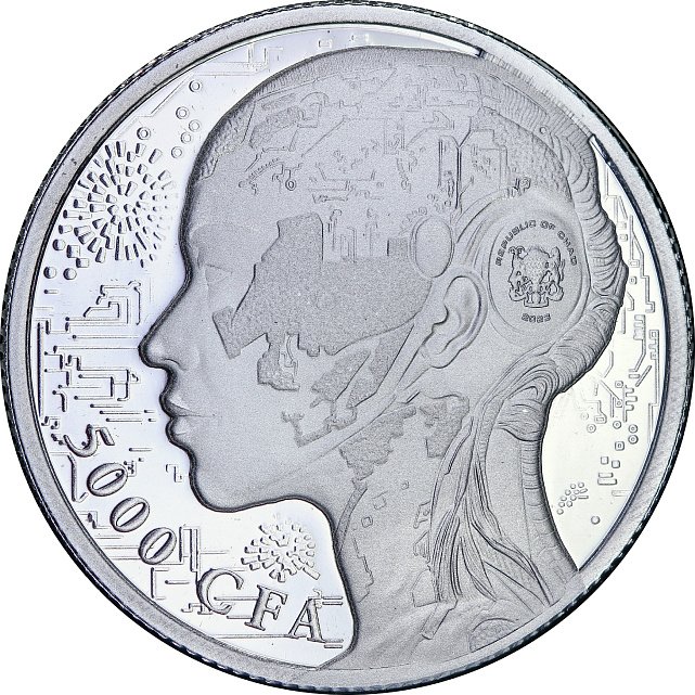 Срібна монета 1oz Штучний Інтелект 5000 франків КФА 2023 Чад (32935153) 1