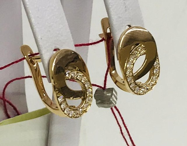 Сережки з червоного золота з цирконієм (30757821) 1