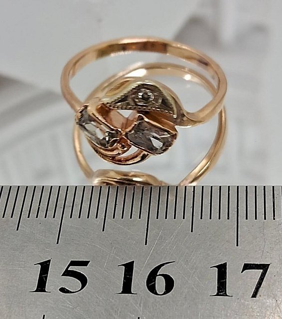 Кольцо из красного и белого золота с цирконием (32411490) 6