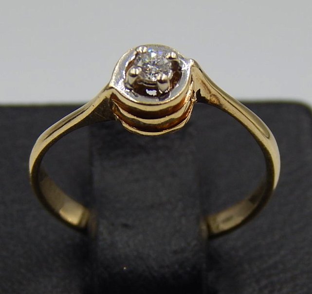 Кольцо из желтого и белого золота с бриллиантом (-ми) (31540989) 0