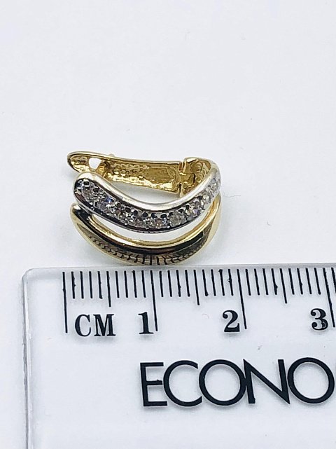 Сережки з жовтого та білого золота з цирконієм (33131971) 2