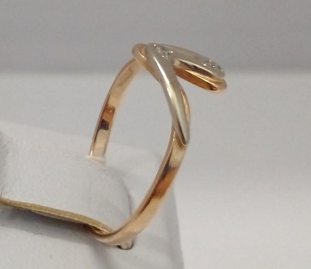 Кольцо из красного и белого золота с цирконием (33747901) 1