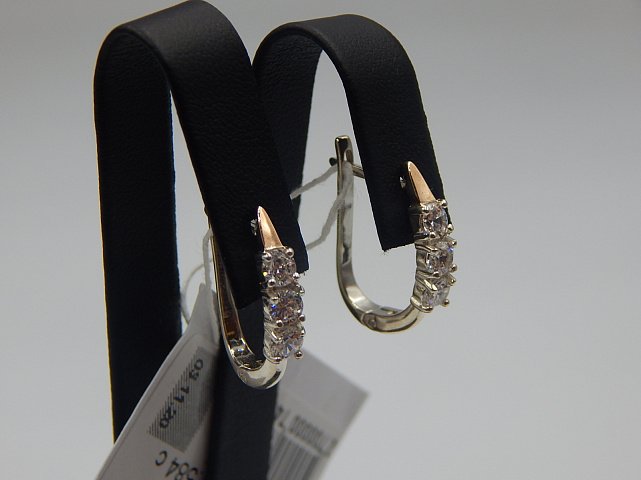 Срібні сережки з позолотою та цирконієм (31625556) 3