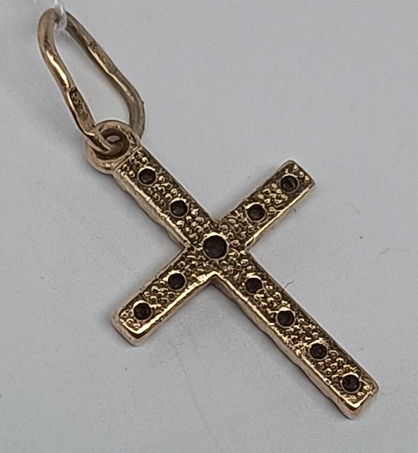Підвіс-хрест з червоного золота з цирконієм (33665663) 1