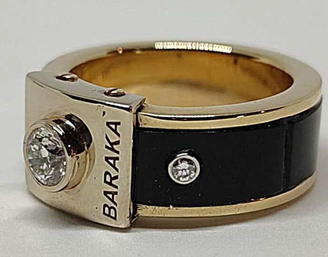 Кольцо из желтого и белого золота с ониксом и бриллиантом (-ми) (31050306) 2