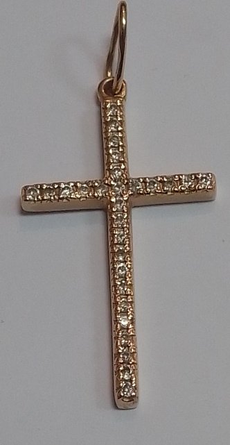 Підвіс-хрест з червоного золота з цирконієм (32171589) 0
