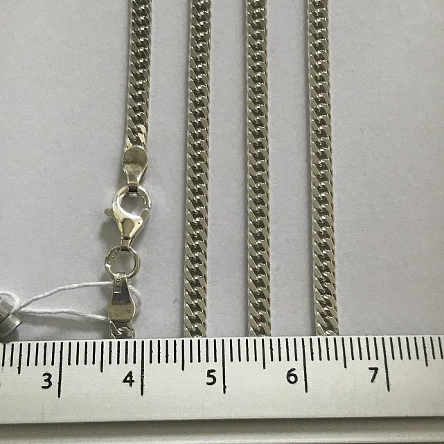 Серебряная цепь с плетением панцирное (29884476) 2