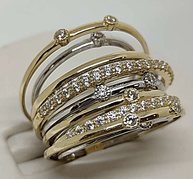 Кольцо из красного и белого золота с цирконием (33689840) 0