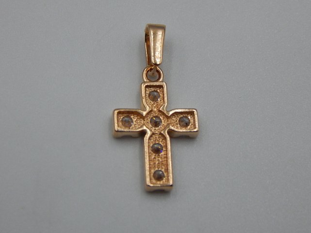 Подвес-крест из красного золота с цирконием (30858636) 2