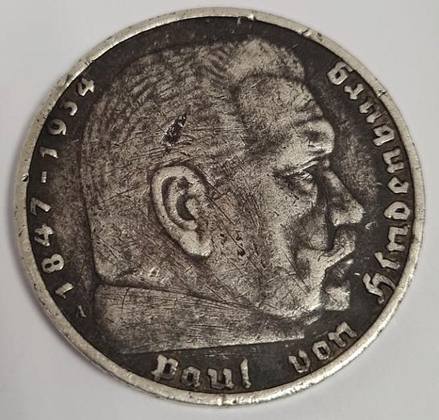 Серебряная монета 5 марок Пауль фон Гінденбург (1847-1934) Германия (33613612) 0