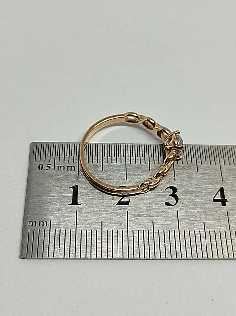 Кольцо из красного золота с цирконием (32312119) 5
