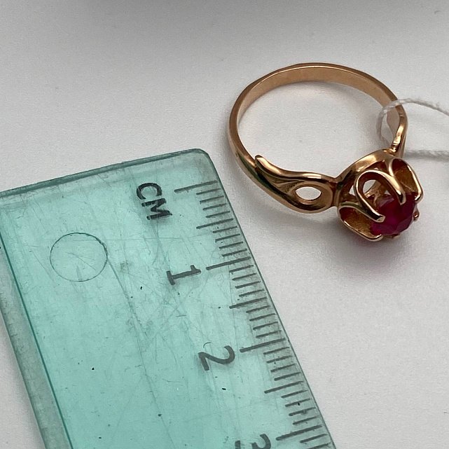 Кольцо из красного золота с корундом (30606774) 10