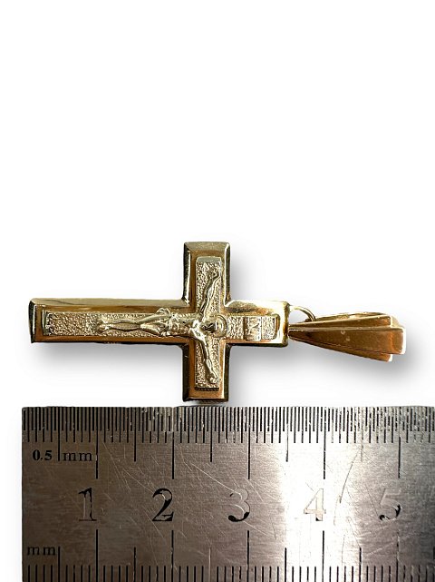 Підвіс-хрест з червоного та білого золота (31409609) 2