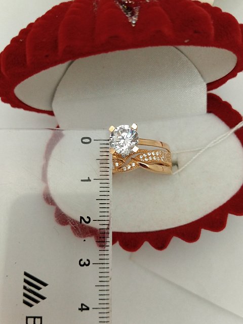 Кольцо из красного золота с цирконием (33454144) 2