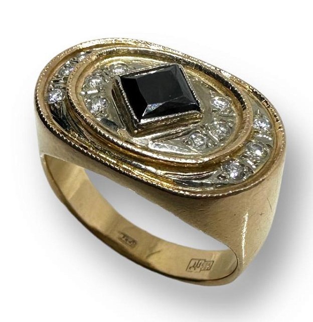 Перстень из красного и белого золота с цирконием и бриллиантом (-ми) (30322482) 0