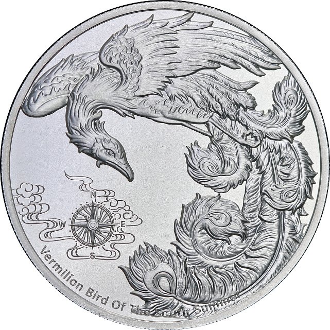 Срібна монета 1oz Чотири Стража Червона Птаха 2 долари 2023 Самоа (32935162) 0