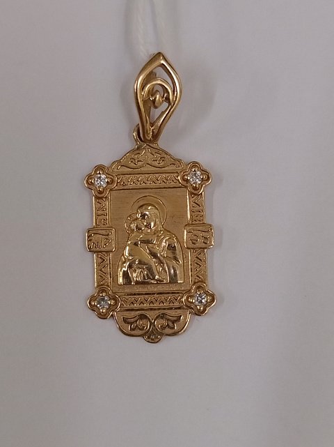 Подвес-ладанка из красного золота с цирконием (33596262) 0