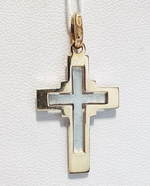 Підвіс-хрест з червоного та білого золота (32547551) 0