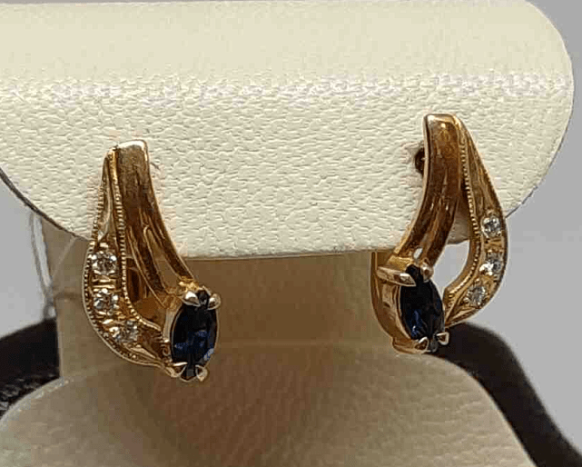 Сережки з червоного золота з сапфіром і діамантом (-ми) (31908426) 0