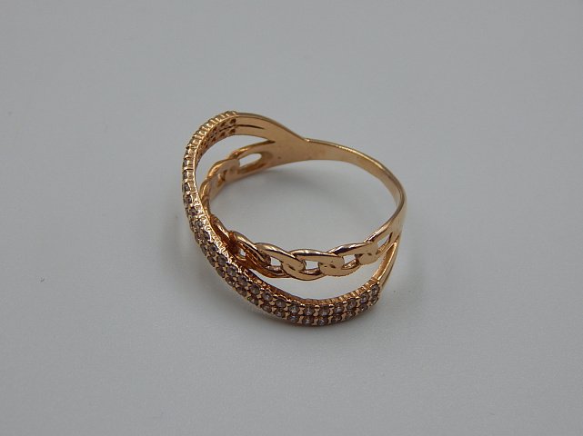 Кольцо из красного золота с цирконием (32078125) 3