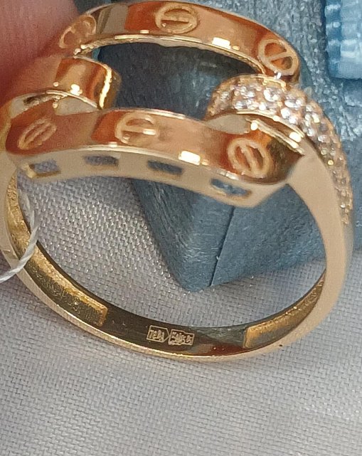 Кольцо из красного золота с цирконием (33914305)  5